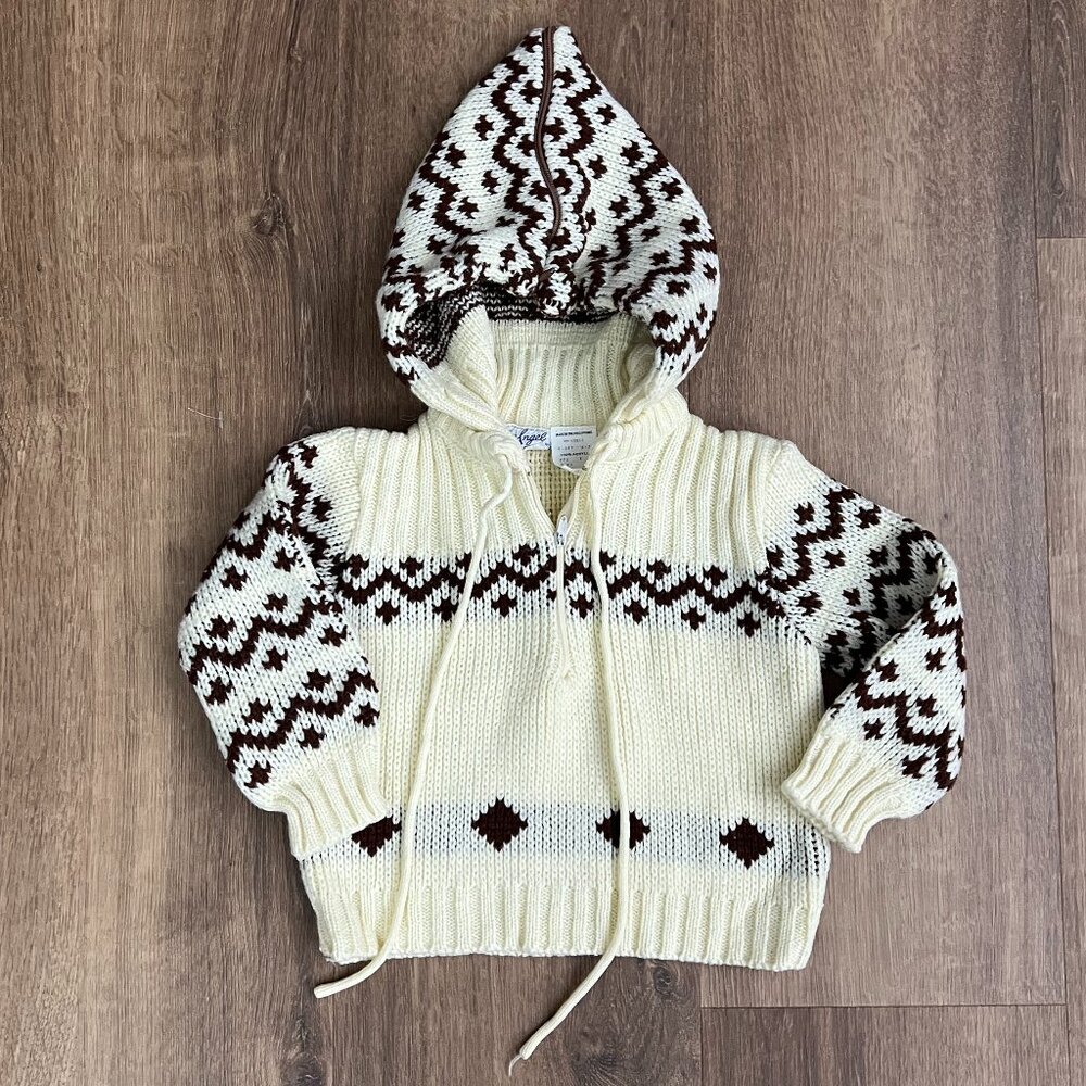 Vintage Cowichan Hooded Sweater Sz 2